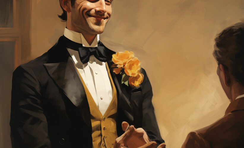 Illustrative image of a gentleman giving a compliment.